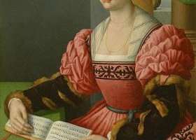 صورة شخصية لسيدة تحمل كتاب موسيقى صورة شخصية لسيدة تحمل كتاب موسيقى